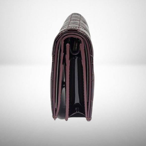 CHRISTIAN DIOR BURGUNDY WINE PATENT CANNAGE WALLET WITH REMOVABLE CHARM - Picture 4 of 16